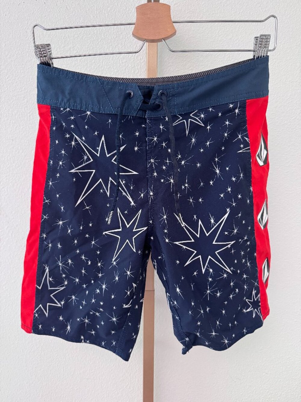 Volcom Youth 27 Board Shorts Red White Blue Stars Surf Swim